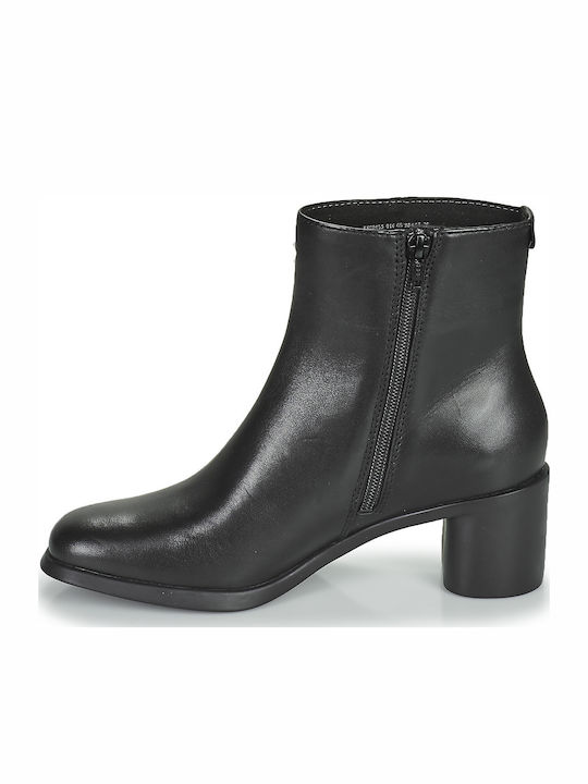 Meda Leather Women's Chelsea Boots with Medium Heel Black