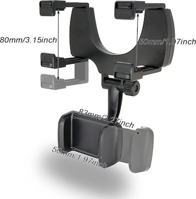 Mobile Phone Holder Car Universal Rear View Mirror Mount with Adjustable Hooks Black