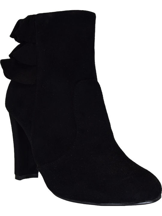 Seven 97524 Suede Women's Ankle Boots with High Heel Black