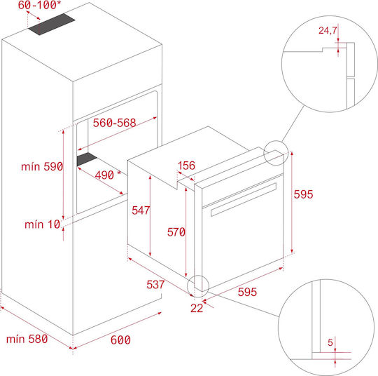 Teka Cuptor Deasupra Blatului 70lt L59.5cm.