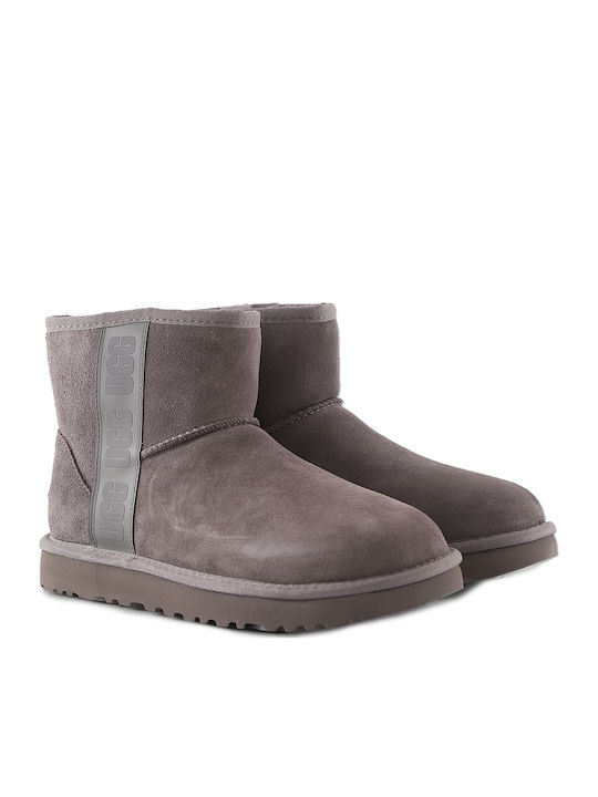 Classic Mini Side Logo Suede Women's Ankle Boots Shade