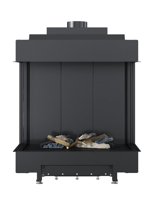 Kratki Leo LP 76 62 G31 37 MBAR Ενεργειακό Τζάκι Ξύλου 5.1kW Τρίπλευρο με Σταθερή Πόρτα