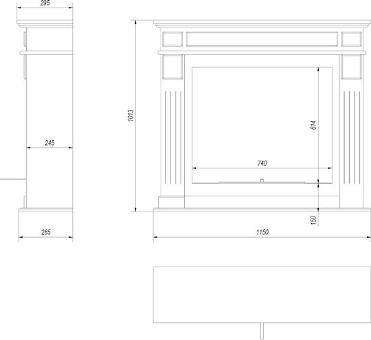 Kratki November Tuv Indoor Floor Bioethanol Fireplace White 115x29.5x101.3cm