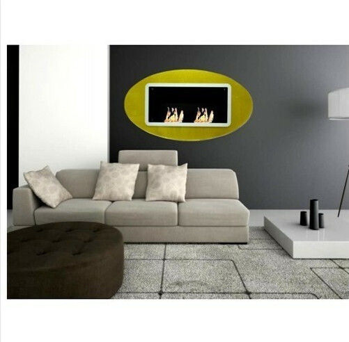 EcoHot Bio Gold Επιτοίχιο Τζάκι Βιοαιθανόλης Εσωτερικού Χώρου Χρυσό 143x15.5x80cm