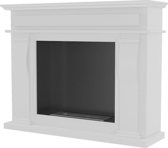 Kratki October Tuv Indoor Floor Bioethanol Fireplace White 115x33x95.9cm
