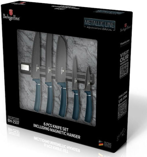 Berlinger Haus Metallic Line Messerset mit Block aus rostfreiem Stahl