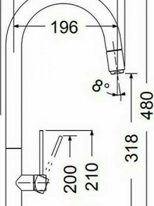 Armando Vicario Tozo 48780 Tall Kitchen Faucet Counter with Shower Black Brushed