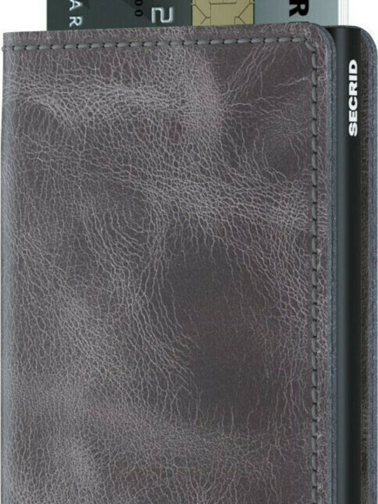 Slimwallet Vintage Leather Men's Wallet Cards with RFID and Slide Mechanism Grey/Black