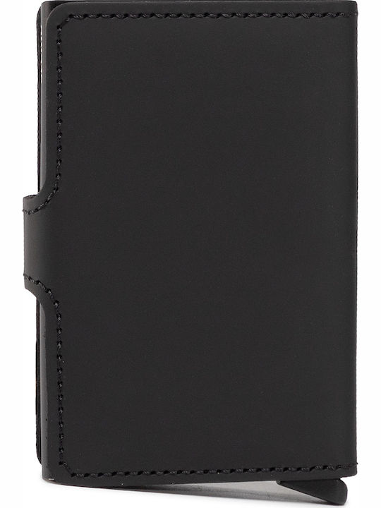 Miniwallet Matte Portofel bărbătesc Carduri cu RFID și mecanism Slide Total negru