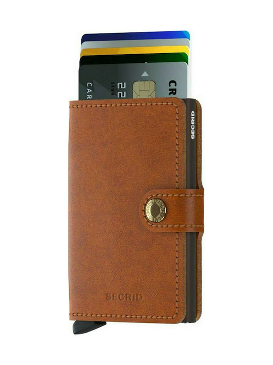 Miniwallet Original Men's Leather Card Wallet with RFID και Slide Mechanism Tabac Brown