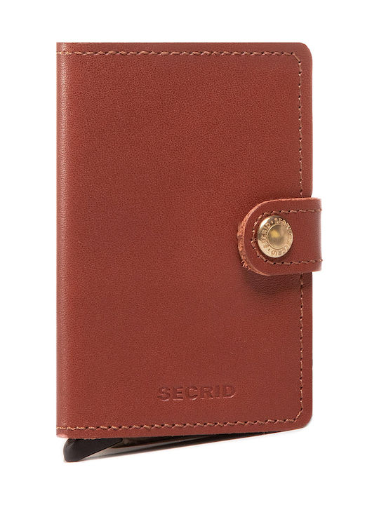 Miniwallet Original Men's Leather Card Wallet with RFID και Slide Mechanism Tabac Brown