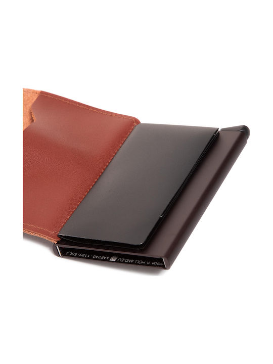 Miniwallet Original Men's Leather Card Wallet with RFID και Slide Mechanism Tabac Brown