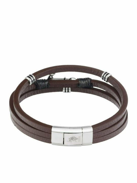 U.S. Polo Assn. Herren Armband mit Design Verankerung aus Leder