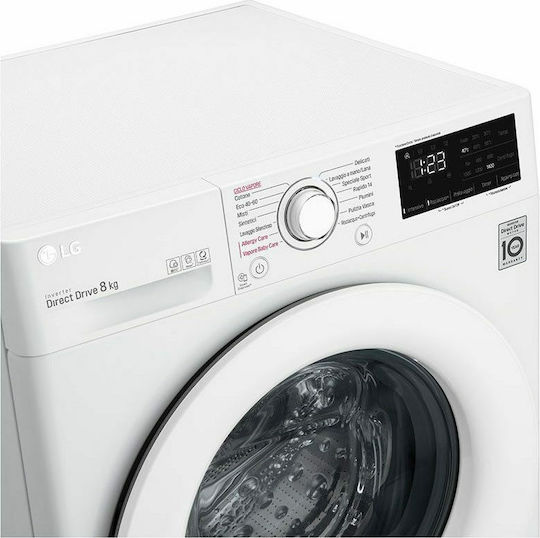 LG Πλυντήριο Ρούχων 8kg με Τεχνολογία Ατμού 1400 Στροφών AI DD F4WV308S3E