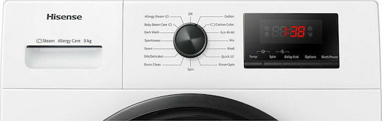 Hisense Πλυντήριο Ρούχων 9kg με Τεχνολογία Ατμού 1400 Στροφών Drum Clean WFPV9014EM