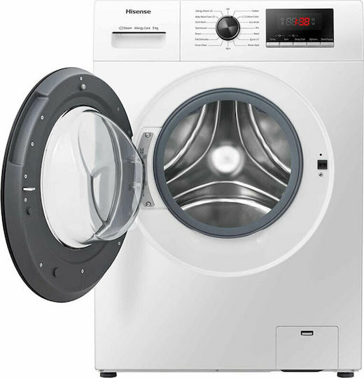 Hisense Πλυντήριο Ρούχων 9kg με Τεχνολογία Ατμού 1400 Στροφών Drum Clean WFPV9014EM