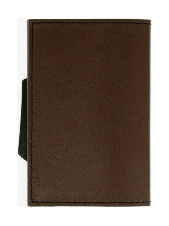 Cascade Men's Leather Card Wallet with RFID και Slide Mechanism Brown