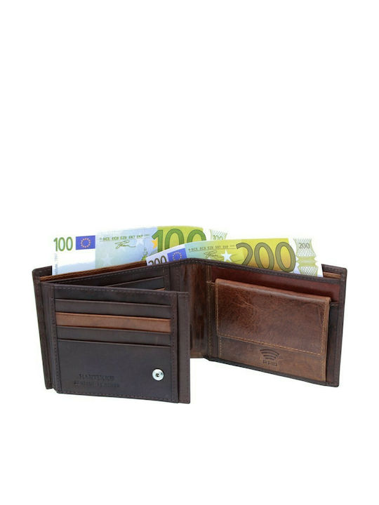 Leather Men's Wallet Classic with RFID Brown