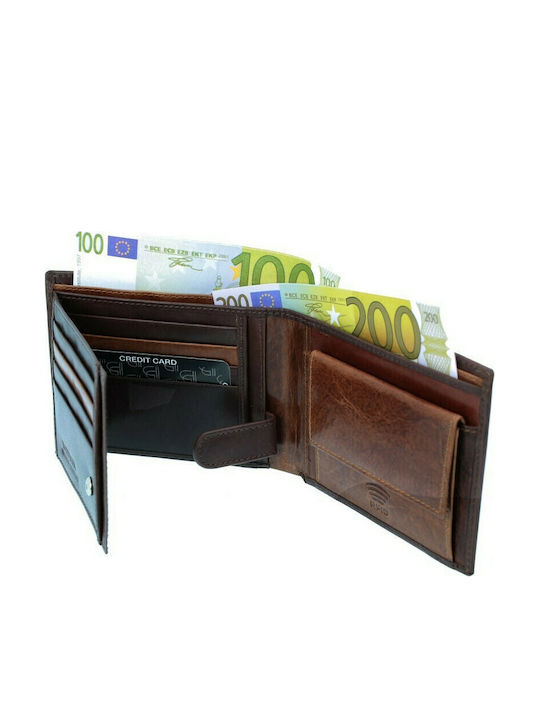 Leather Men's Wallet Classic with RFID Brown