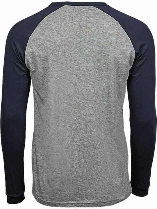 Tee Jays Baseball 5072 Men's Long Sleeve Promotional Blouse Heather / Navy