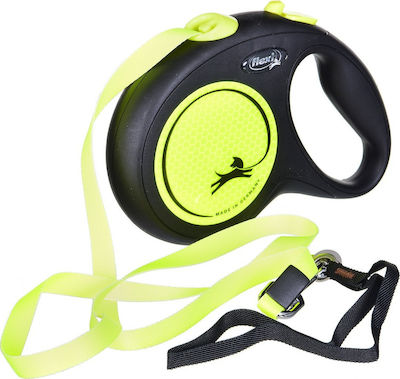 Flexi Foldable Dog Leash/Lead Strap New Neon L Tape 5m up to 50kg in Black color 5m up to 50kg