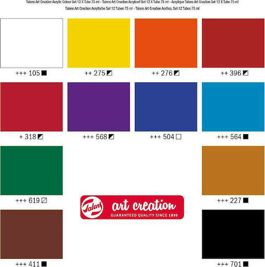 Royal Talens Art Creation Acrylic Acrylic Paint Set in Multicolour color 75ml 12pcs