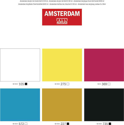 Royal Talens Amsterdam All Acrylics Standard Ink Basic 30ml 6τμχ