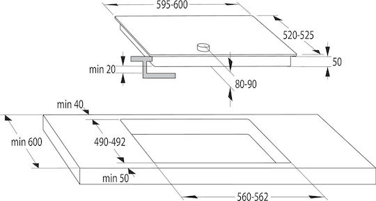 Gorenje Classico Κεραμική Εστία με Πλαίσιο Αυτόνομη 59.5x51εκ. Μπεζ