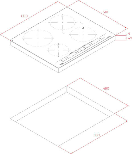 Teka Plită cu Inducție Autonom cu Funcție de Blocare Sticlă gri aburită 60x51εκ. Steam Grey Glass
