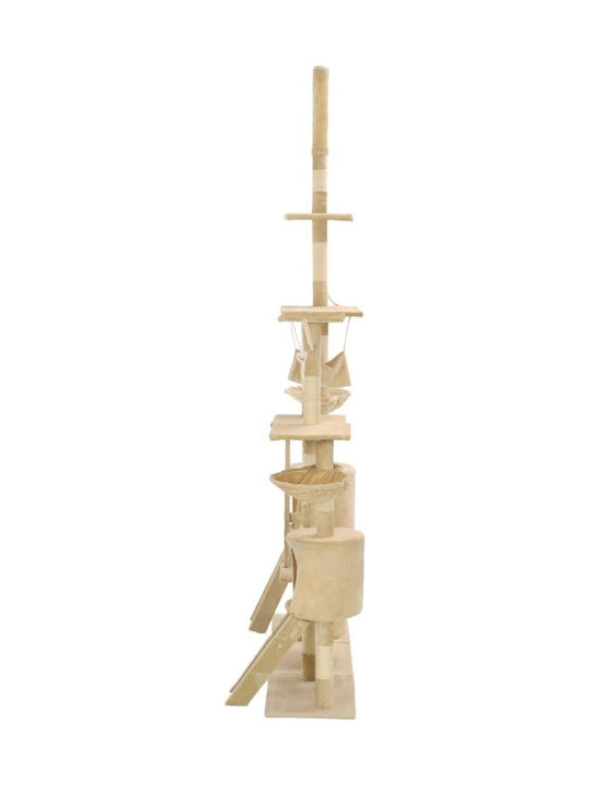 vidaXL Scratching Post Cat Trees Beige Ceiling 5 levels 147x35x250cm