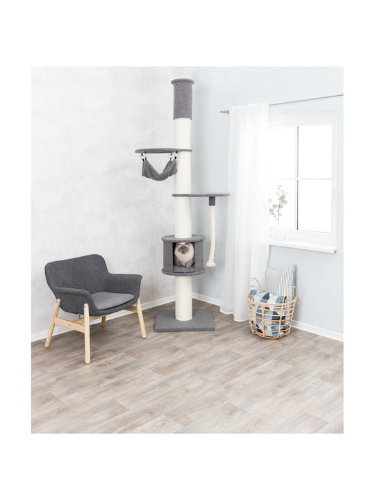 Trixie Fidele Stâlp pentru zgâriat pisici Copaci pentru pisici Gri tavan 4 niveluri 58x58x250cm