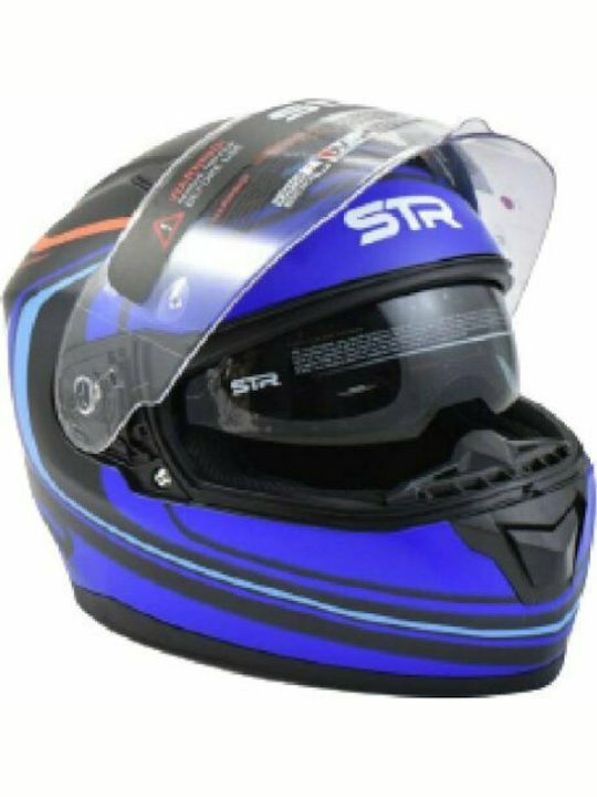 STR R1 Icon Full Face Helmet with Sun Visor ECE 22.05 Μαύρο/Μπλε Ματ 693-30-3520000