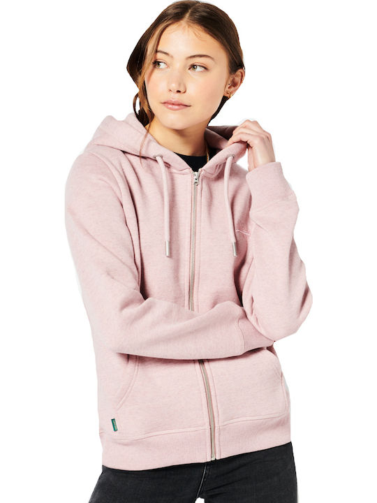 VINTAGE LOGO Long Women's Sweatshirt Jacket Hooded Soft Pink Marl