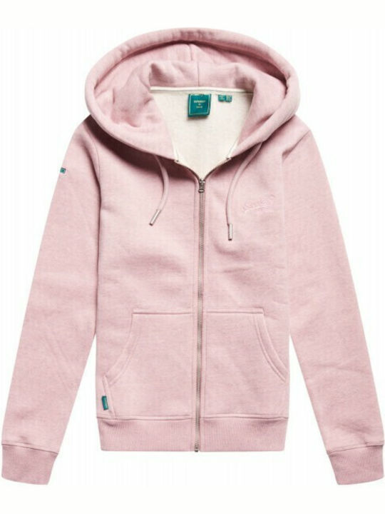 VINTAGE LOGO Long Women's Sweatshirt Jacket Hooded Soft Pink Marl