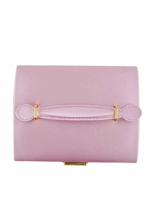Beautylushh Jewellery Box Made of Faux Leather with Drawer & Mirror Pink 17.5x13.8x17.5cm
