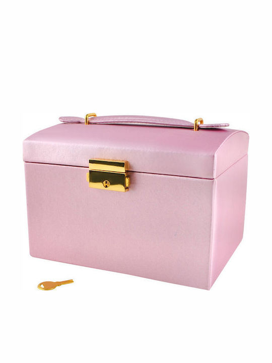 Beautylushh Jewellery Box Made of Faux Leather with Drawer & Mirror Pink 17.5x13.8x17.5cm Beautylushh Jewellery Box Made of Faux Leather with Drawer & Mirror Pink 17.5x13.8x17.5cm