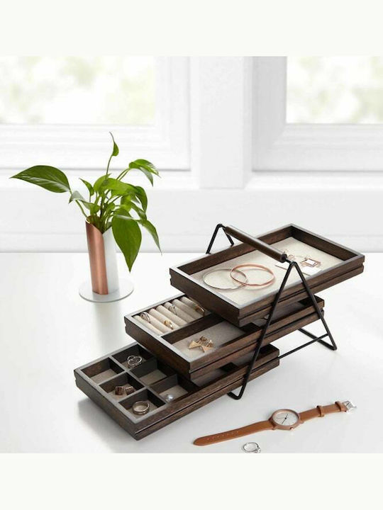 Umbra Terrace Jewellery Box Wooden Brown 25.4x17.8x20.3cm