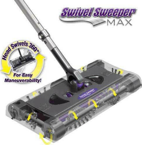 Swivel Sweeper Sweeper Max Επαναφορτιζόμενη Σκούπα Stick 7.2V Μαύρη
