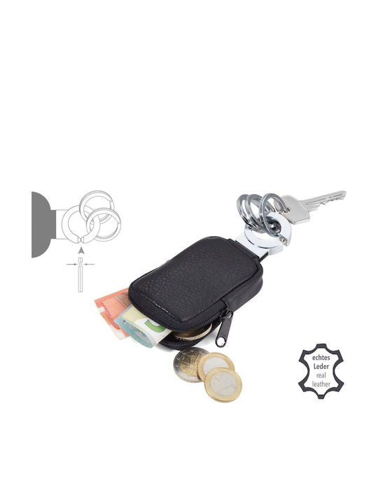 Troika Μπρελόκ Πορτοφόλι Pocket Click Δερμάτινο Μαύρο