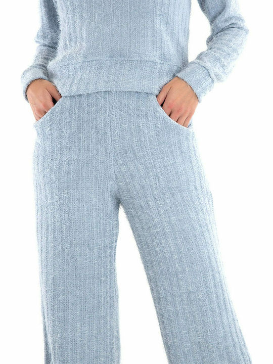 High Waist Sweatpants Flared Light Blue