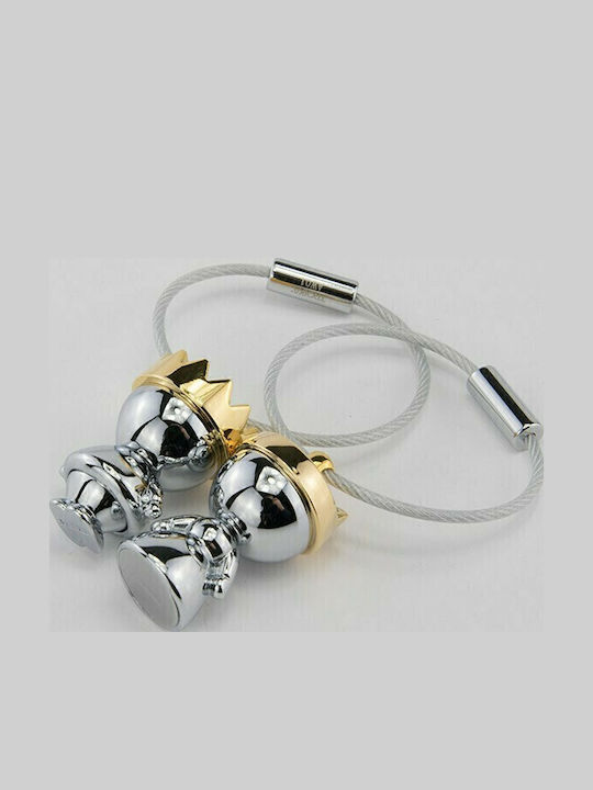 Troika Set Keychain Little King + Queen Metallic Silver 2pcs