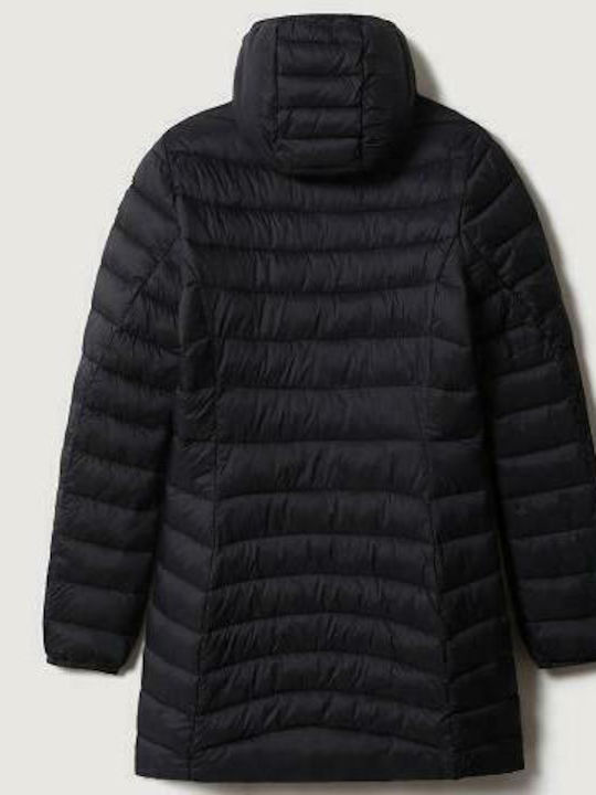Aerons Women's Long Puffer Jacket for Winter with Hood Black NP0A4FS3-041