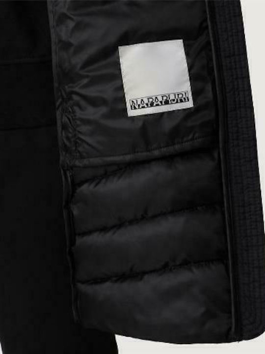 Aerons Women's Long Puffer Jacket for Winter with Hood Black NP0A4FS3-041