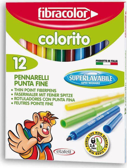 Fibracolor Colorito Μαρκαδόροι Ζωγραφικής Λεπτοί, Πλενόμενοι Σετ 12 χρώματα