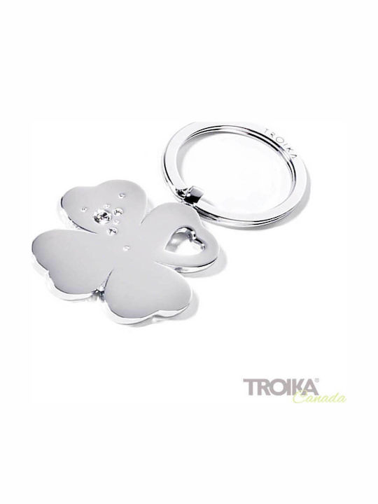 Troika Metallic Silver Wallet Keychain Kleeblatt