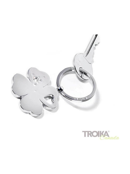 Troika Metallic Silver Wallet Keychain Kleeblatt