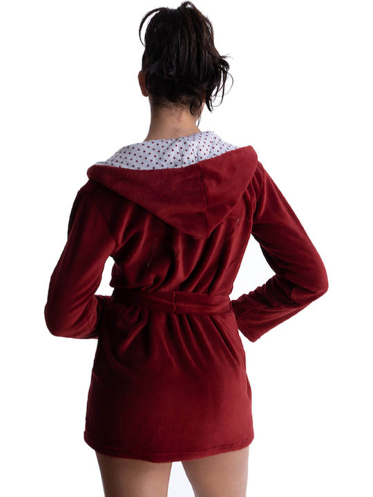 Rachel Winter Women's Fleece Robe Burgundy