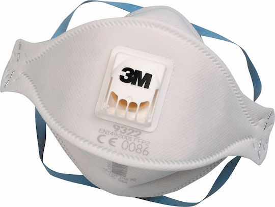 3M 9322 Disposable Protective Mask FFP2 with Valve White 1pcs