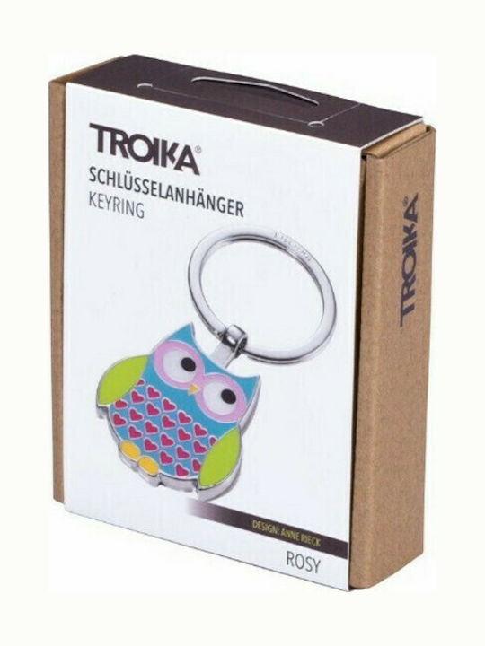 Troika Metallic Silver Keychain Rosy
