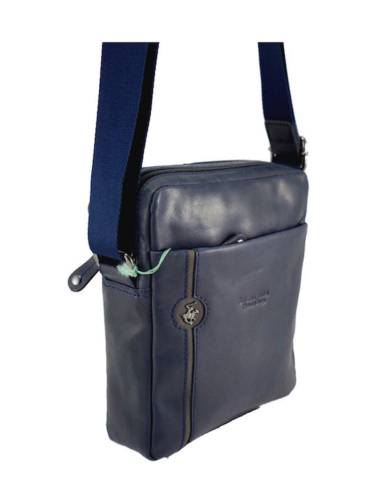 Leather Men's Bag Shoulder / Crossbody Navy Blue
